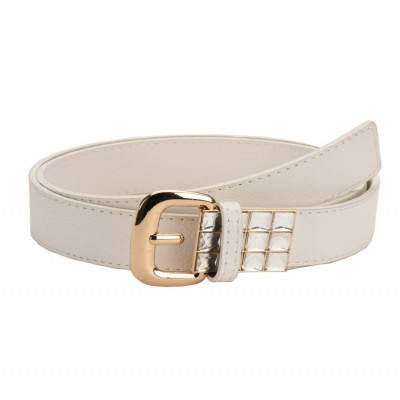 Tiekart White Casual Belt For Women