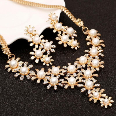 Earrings & Necklace Bridal Simulated Pearl Jewelry Sets